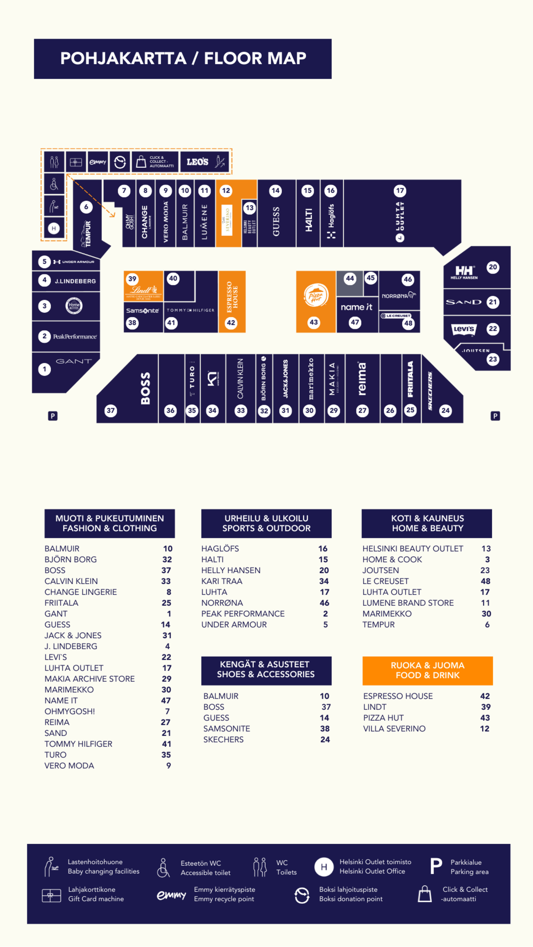 Helsinki Outlet shopping village floor map
