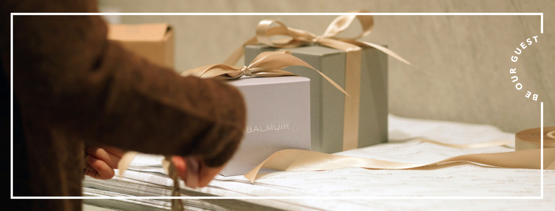 Balmuir products are being packed into a gift package