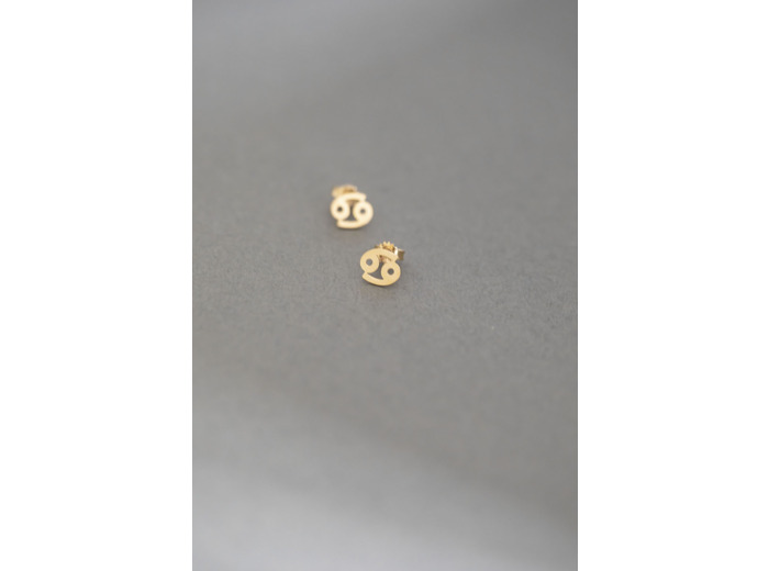 ZODIAC STUD EARRINGS CANCER GOLD