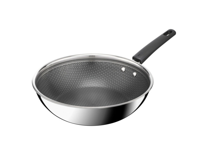 Emotion Plus Power SS Tri-ply Mesh Ptfe Wok pan 28 cm w. lid