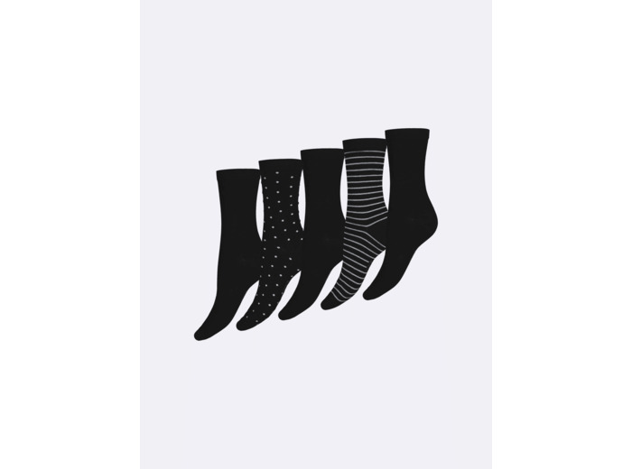 COTTON BASIC nilkkasukat, 5 paria - mustavalkoinen