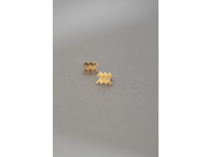 ZODIAC STUD EARRINGS AQUARIUS GOLD