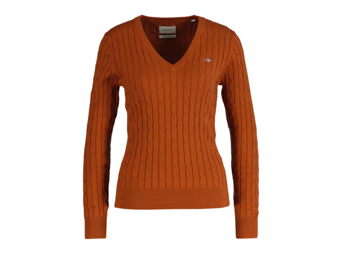 Strech Cotton Cable V-Neck