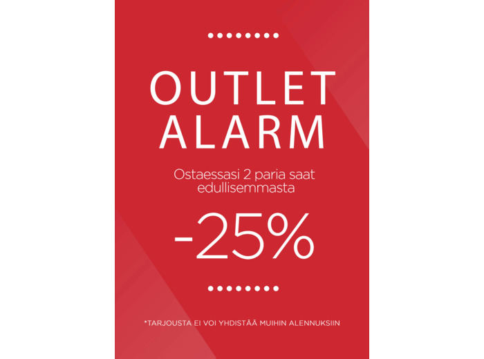 Outlet Alarm! Ostaessasi 2 paria kenkiä saat edullisemmasta parista -25% lisäalennuksen!