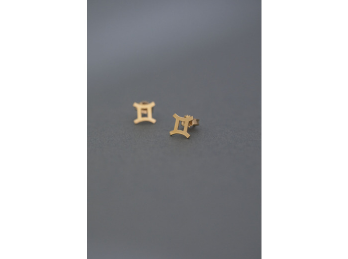 ZODIAC STUD EARRINGS GEMINI GOLD