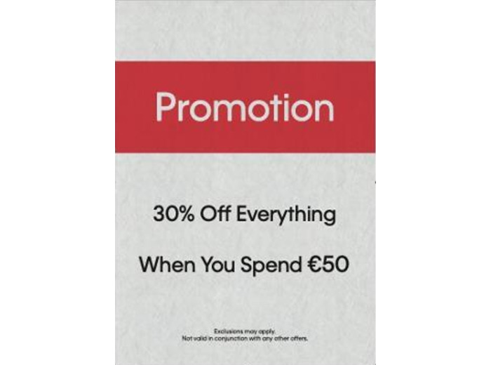 30% off everything when spend 50€