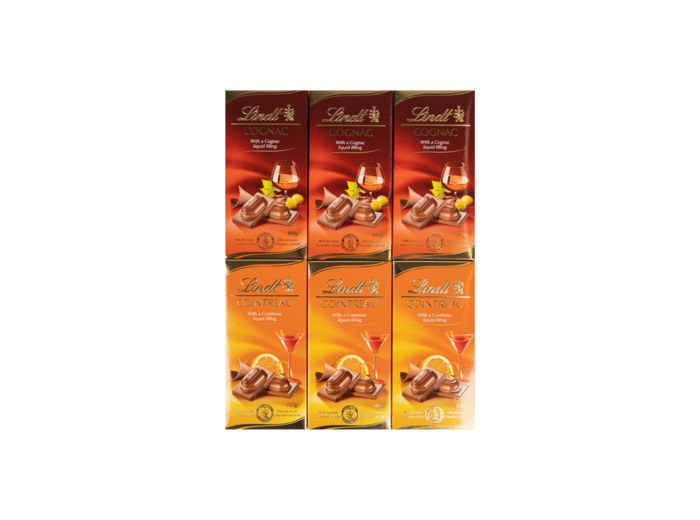 4x  Lindt Cognac and Contreau Chocolate Bar 100g-70% Outletprice