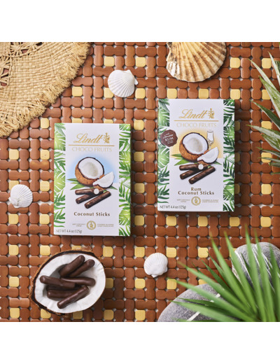 Lindt Coconut sticks, Coconut sticks with rum and Coconut sticks Maracuja
