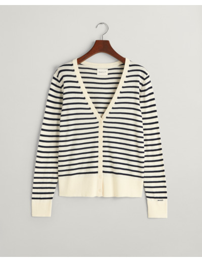 Fine Knit Striped Cardigan