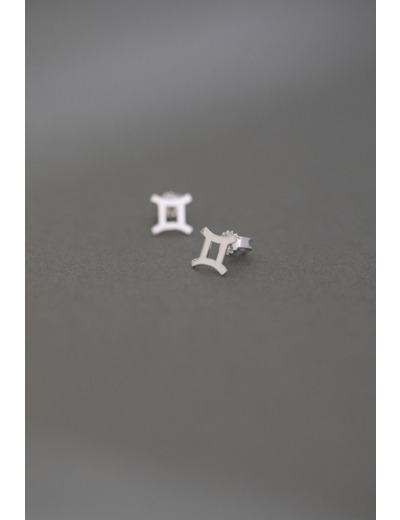 ZODIAC STUD EARRINGS GEMINI SILVER