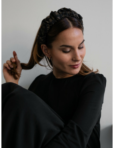 HEADBAND HELSINKI ATELIER RUFFLED BLACK/BROWN