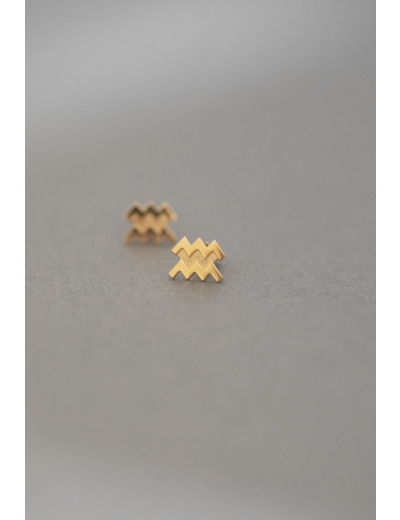 ZODIAC STUD EARRINGS AQUARIUS GOLD
