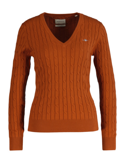 Strech Cotton Cable V-Neck