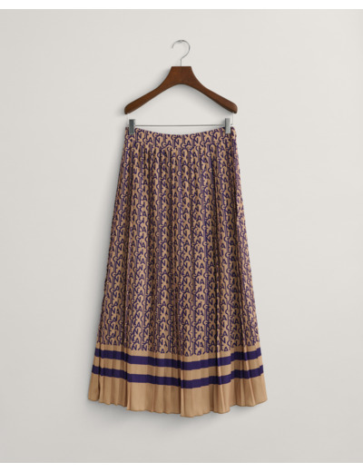 Monogram Print Pleated Skirt