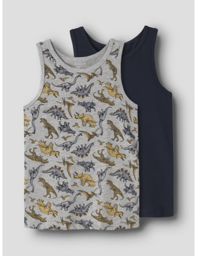 NKMPTANK TOP 2P GREY MELANGE DINO INJ