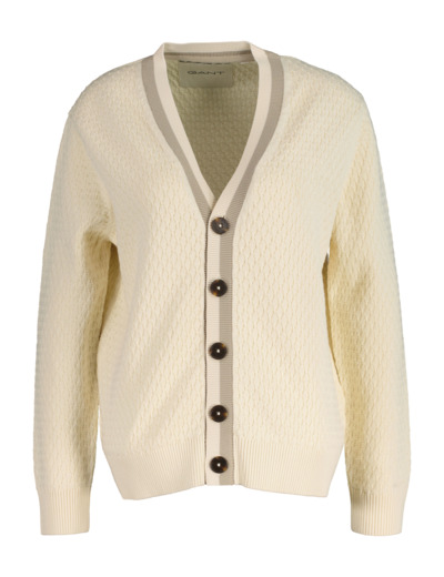 Cotton Contrast Texture Cardigan