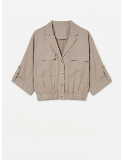 Loose Fit Shirt Collar 3/4 Sleeves (3/4)