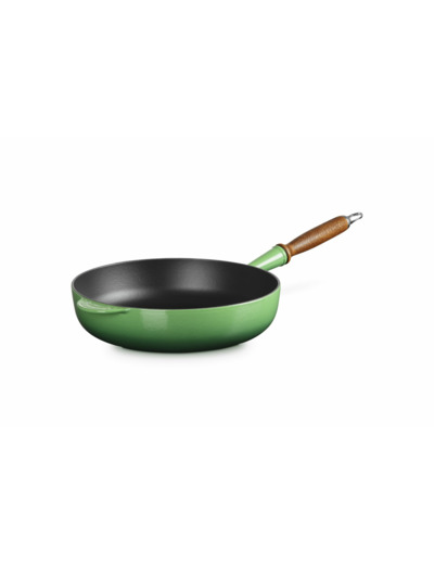 Cast Iron Sauté Pan with Wooden Handle