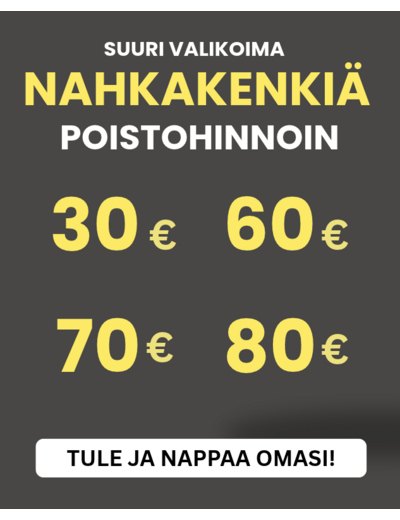 Nahkakenkiä tasarahalla alk.30€