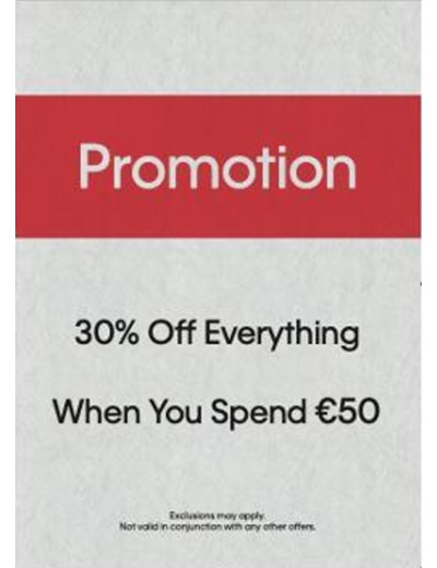30% off everything when spend 50€