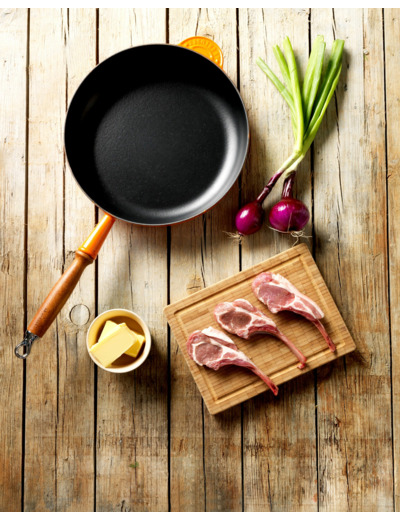 Cast Iron Frying Pan with Wooden Handle