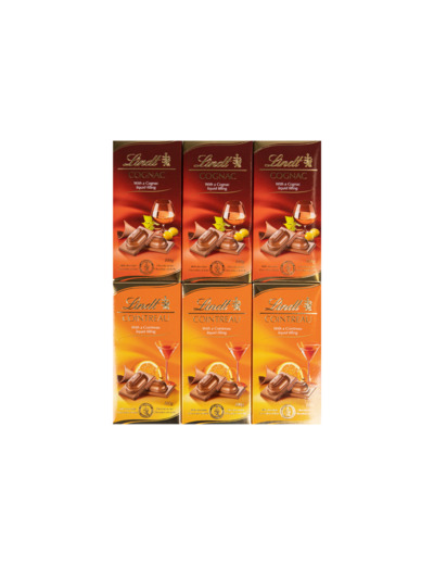 4x  Lindt Cognac and Contreau Chocolate Bar 100g-70% Outletprice