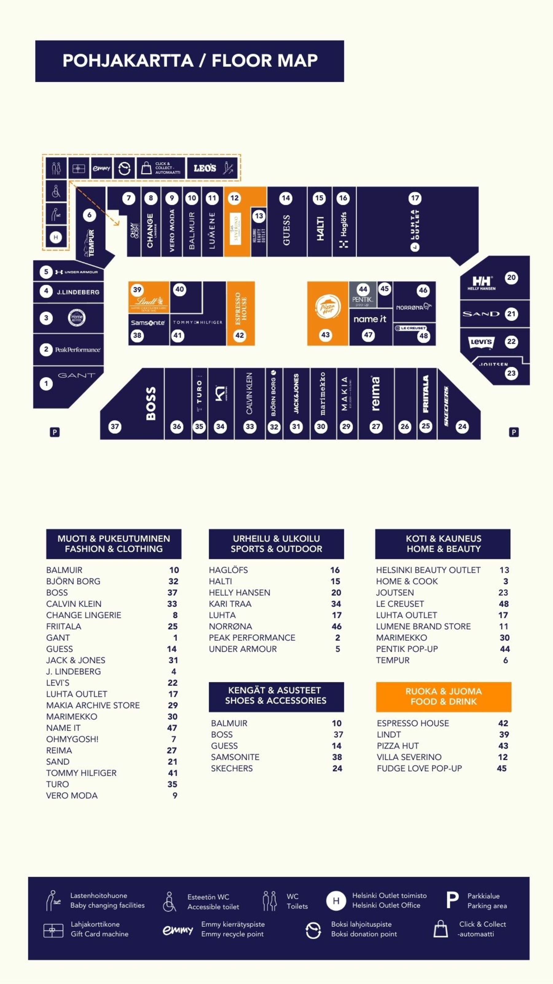 Helsinki Outlet shopping village floor map