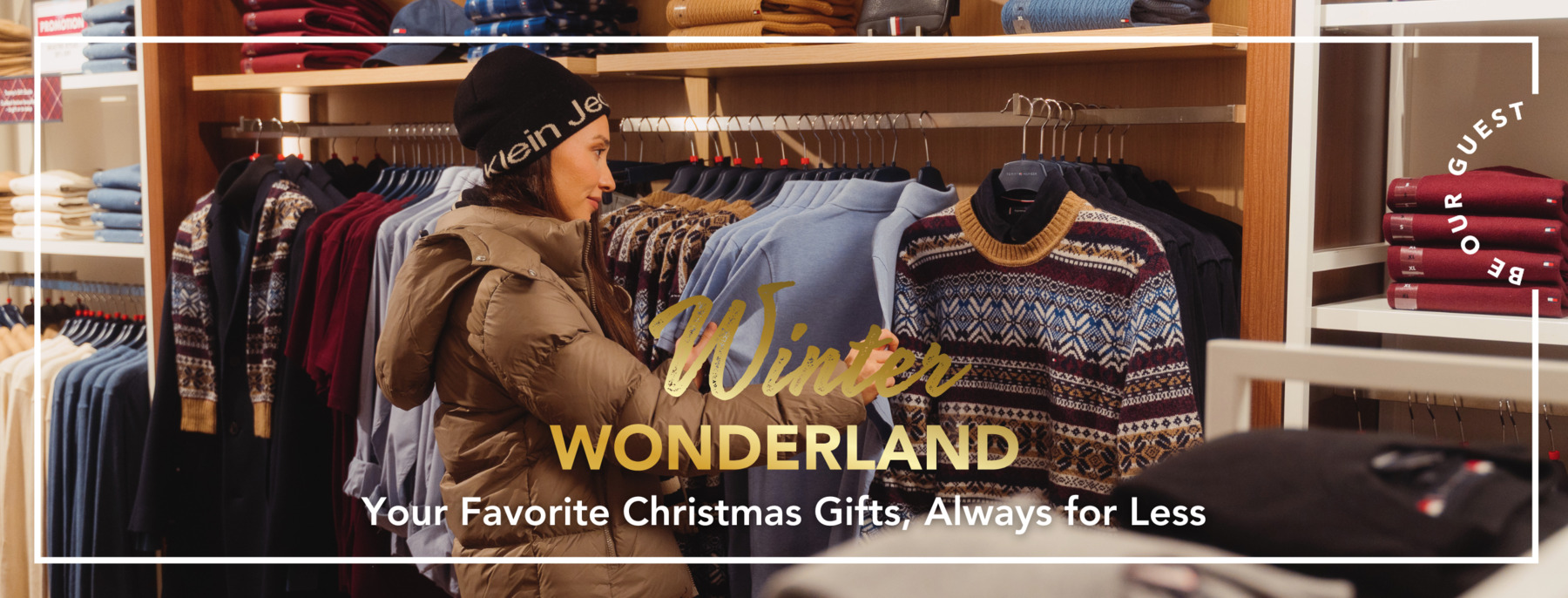 A womanshopping christmas gifts from Tommy Hilfigren store in Helsinki Outlet