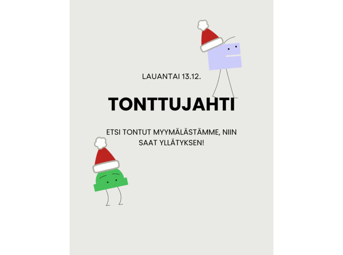 Etsi 3 tonttua myymälästämme & saat yllätyslahjan!