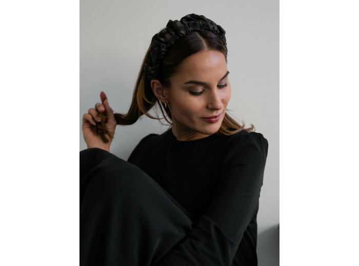 HEADBAND HELSINKI ATELIER RUFFLED BLACK/BROWN