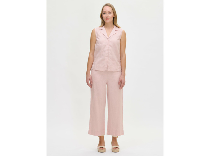 SAARI culottes-pellavahousut - vaaleanpunainen
