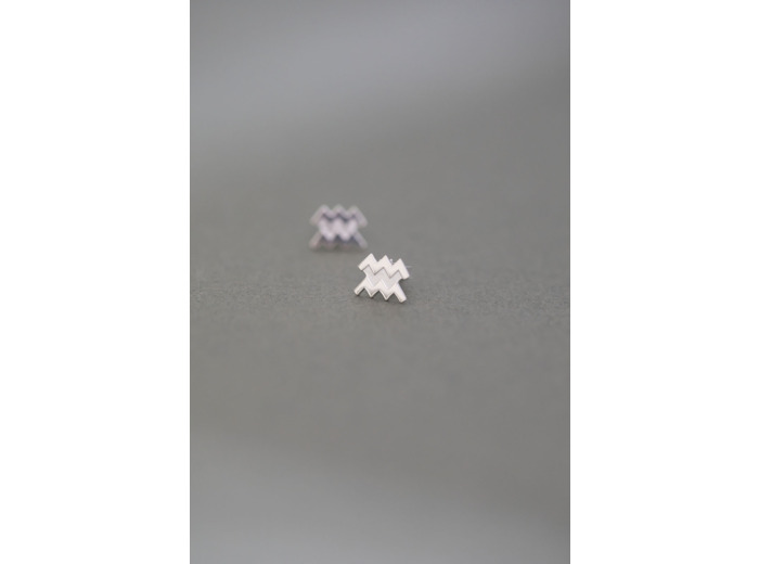 ZODIAC STUD EARRINGS AQUARIUS SILVER