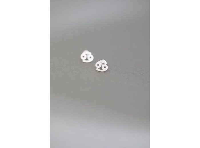 ZODIAC STUD EARRINGS CANCER SILVER