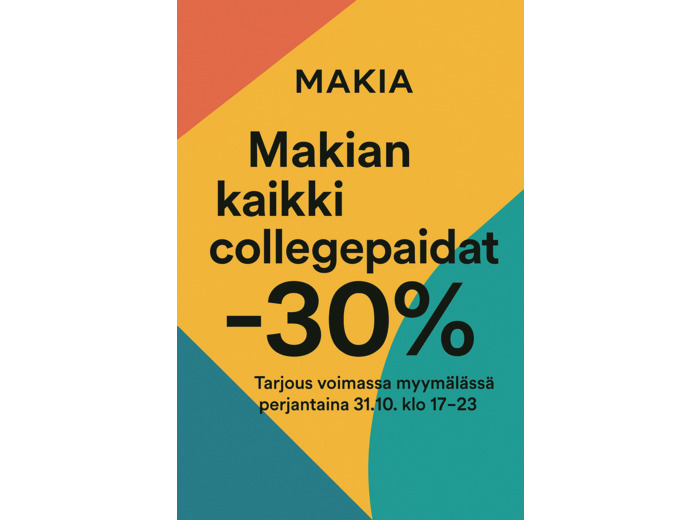 Kaikki Makian collegepaidat -30% outlethinnasta