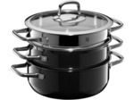 Fusiontec Compact 3 pcs. set w. 2 glass lids (HC+LC 22 cm + steam insert)