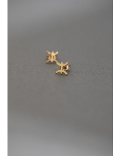 ZODIAC STUD EARRINGS PISCES GOLD