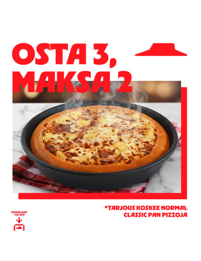 Normal Classic Pan pizzat –Ota 3, Maksa 2