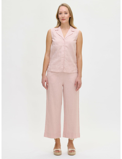 SAARI culottes-pellavahousut - vaaleanpunainen