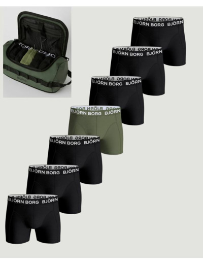 COTTON STRETCH BOXER 7p + WASH BAG