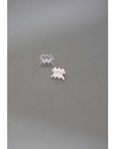 ZODIAC STUD EARRINGS AQUARIUS SILVER
