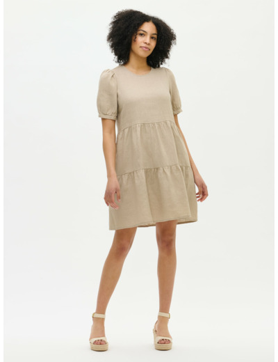 SARASTUS lyhyt pellavamekko - beige